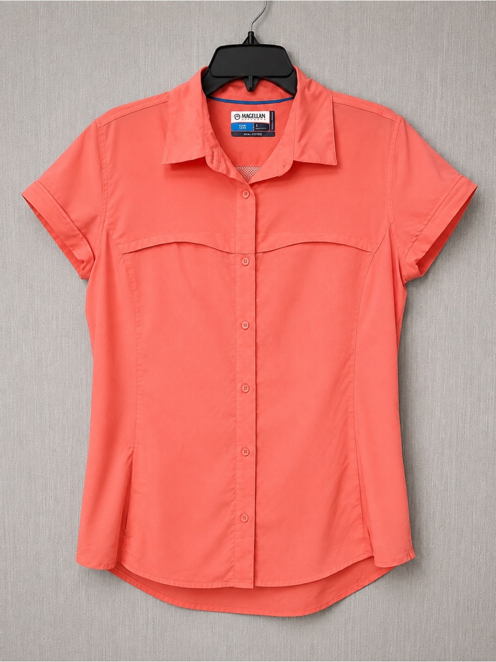 Magellan Outdoors Coral Button-Front Short Sleeve Shirt